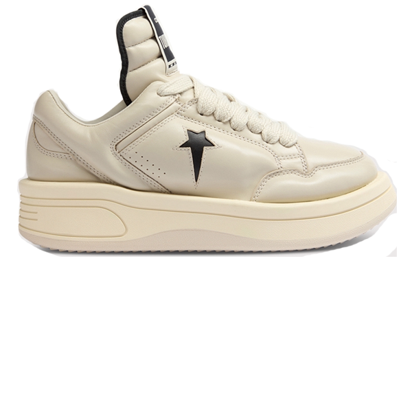 Rick Owens low-top white shoe, still very chunky