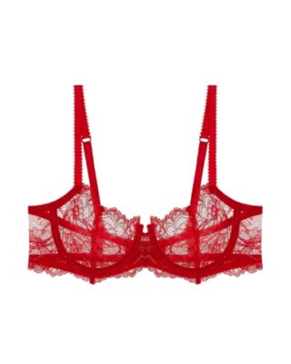 Red lace and micromesh balconette bra, Chantelle