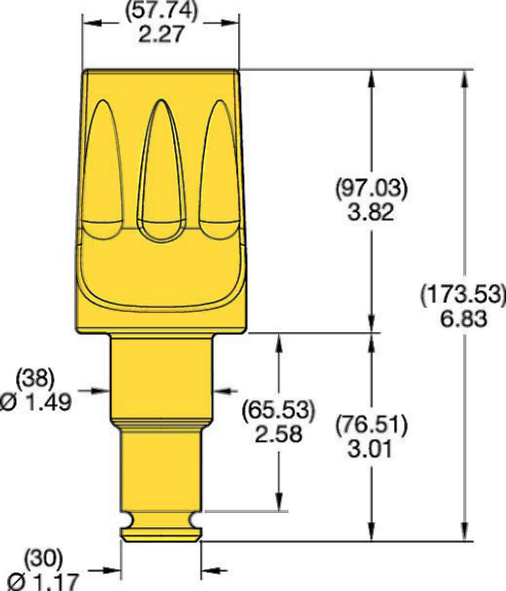 Denti conici con codolo 38/30mm • Punta a lancia piatta