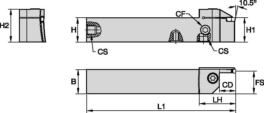 Grooving, and Cut-Off • Square Shank • External Sweep B