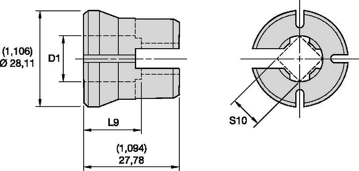 HHIP 3900-4957 DA-180 Series Double Angle Collet 3/4 1.035 Diameter x 1.62 Length 