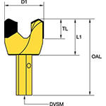 Diámetro de taladrado de 57 mm (2-1/4") • Dos dientes • Unidad hex. de 0.75"