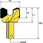 Diâmetro de perfuração de 45 mm (1-3/4") • Dois pinos • Acionador Quadrado .5"