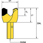 Diâmetro de perfuração de 64 mm (2-1/2") • Dois pinos • Acionador Hex .8"