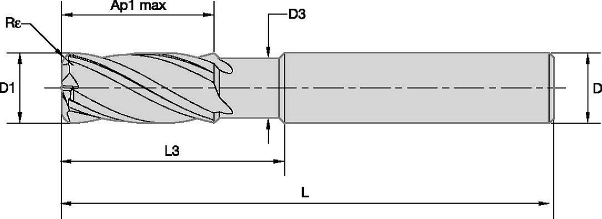 0.75 Cutting Diameter 0.75 Shank Diameter 5-Flute Carbide WIDIA Hanita 5V0C19007ST VariMill II 5V0C HP Finishing End Mill RH Cut AlTiN Coating 