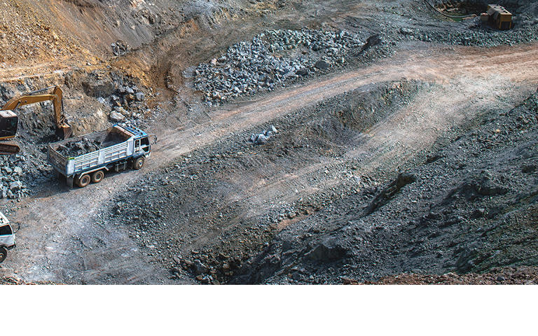 View of open cast gold mine, mining industry