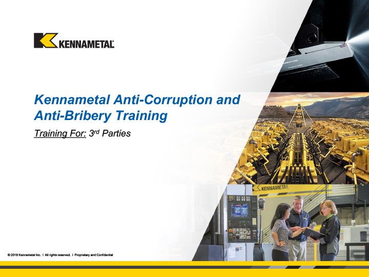 Kennametal 2018 anti-corruption training for 3rd parties english