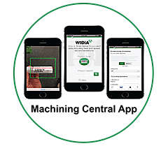 Machining Central App on 3 Phones in Green Circle