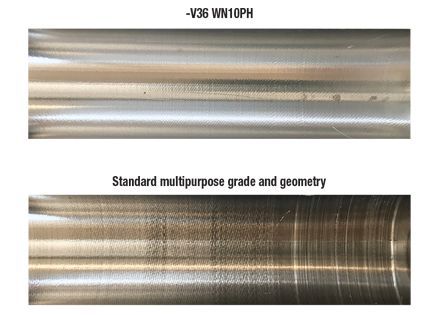 WIDIA Shining Moment: Top Cut 4 V36 WN10PH Insert versus Standard Multipurpose Grade & Geometry
