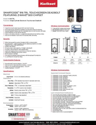 SmartCode 916 TRL Z-Wave Data Sheet