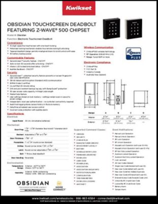 Obsidian Z-Wave Data Sheet