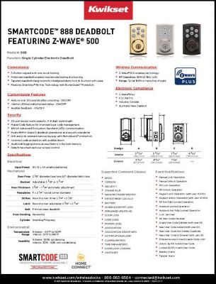 SmartCode 888 Z-Wave Data Sheet