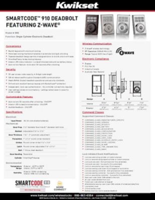 SmartCode 910CNT Z-Wave Data Sheet
