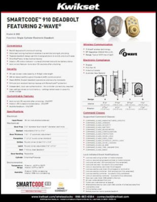 SmartCode 910TRL Z-Wave Data Sheet