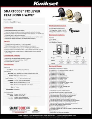 SmartCode 912 Z-Wave Lever Data Sheet