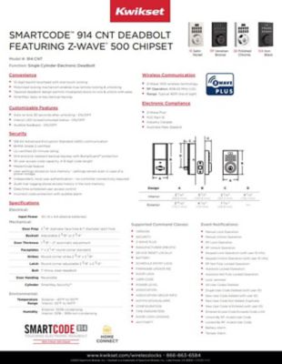 SmartCode 914CNT Z-Wave Data Sheet
