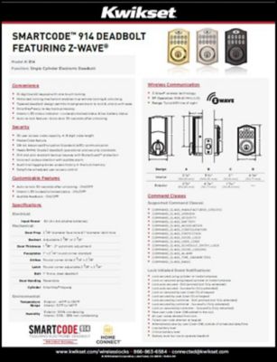 SmartCode 914TRL Z-Wave Data Sheet