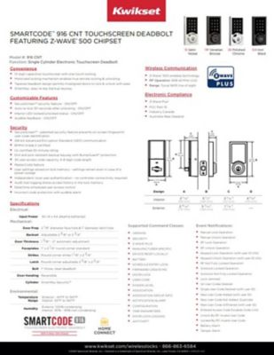 SmartCode 916CNT Z-Wave Data Sheet