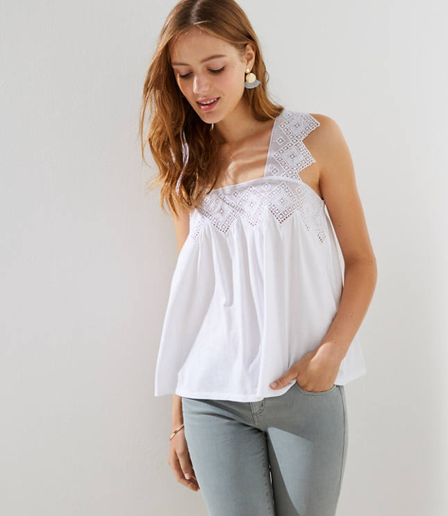 Diamond Lace Trim Tank