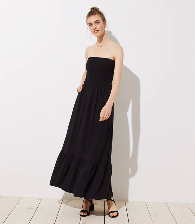 petite strapless maxi dress