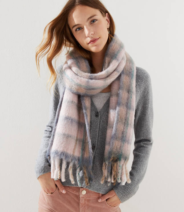 Smart plaid gets a modern look and dreamy feel in the form of this oversized brushed scarf - you'll want to wrap up in it every day. 11inch x 84.inch