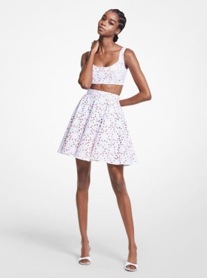 100AKU570 - Floral Cotton Eyelet Skirt OPTIC WHITE
