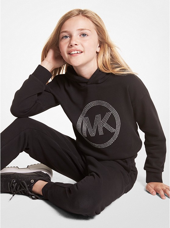 MK 15140 Embellished Logo Cotton Sweatshirt BLACK