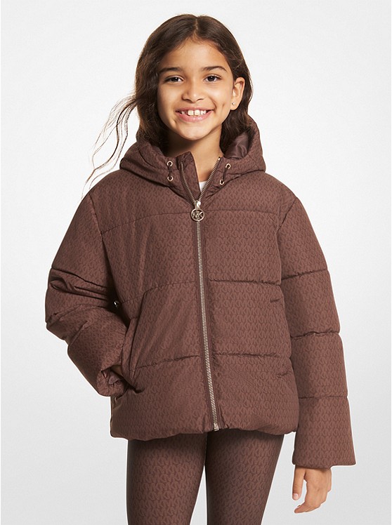 MK 16105 Quilted Logo Puffer Jacket CHOCOLATE