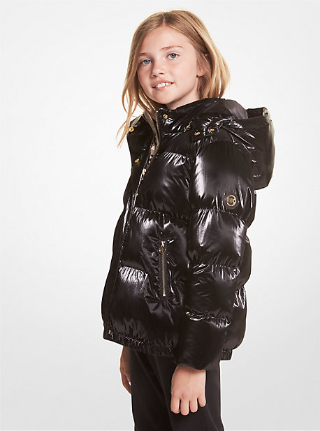 16111 - Quilted Ciré Puffer Jacket BLACK