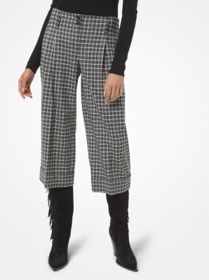 205AKR009 - Tartan Stretch Flannel Cuffed Cropped Pants IVORY/BLACK