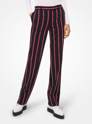 209BKQ507 - Striped Wool Trousers CRIMSON
