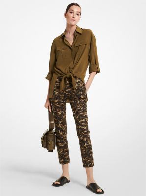 293AKT706 - Samantha Camouflage Stretch Cotton Pants JUNIPER