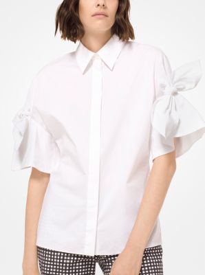303AKM032 - Cotton-Poplin Tie-Sleeve Shirt OPTIC WHITE