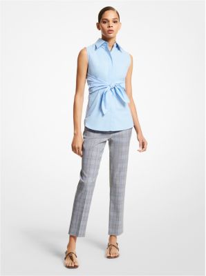 306AKU532 - Organic Cotton Poplin Tie-Front Shirt OXFORD BLUE