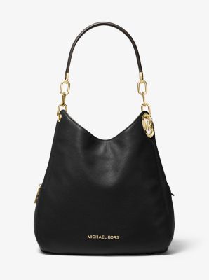 30F0G0LT3L - Lillie Large Pebbled Leather Shoulder Bag BLACK