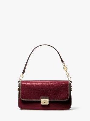 30F1G2BL1A - Bradshaw Small Logo Embossed Patent Leather Convertible Shoulder Bag DK BERRY