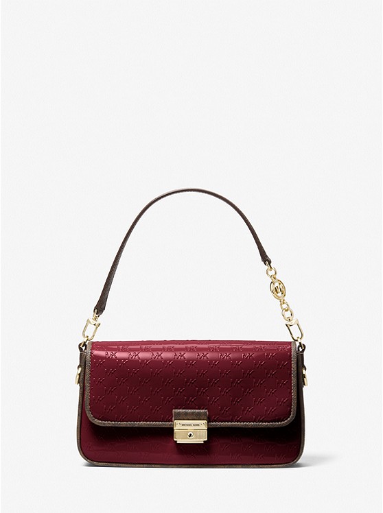 MK 30F1G2BL1A Bradshaw Small Logo Embossed Patent Leather Convertible Shoulder Bag DK BERRY