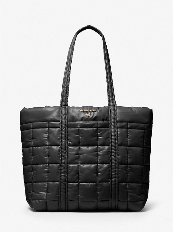 MK 30F1G9ST9Y Stirling Large Quilted Recycled Polyester Tote Bag BLACK