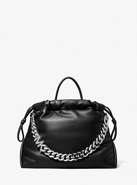 30F1S9NT8U - Lina Medium Logo Faux Leather Tote Bag BLACK