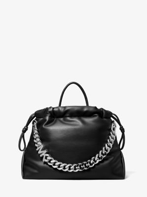 30F1S9NT8U - Lina Medium Logo Faux Leather Tote Bag BLACK