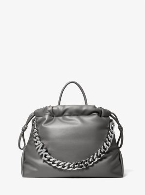 30F1S9NT8U - Lina Medium Logo Faux Leather Tote Bag HEATHER GREY