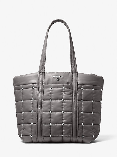 30F1S9ST3Y - Stirling Large Studded Quilted Recycled Polyester Tote Bag HEATHER GREY