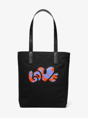 30F2MTVT3O - Watch Hunger Stop LOVE Large Cotton Canvas Tote Bag BLACK