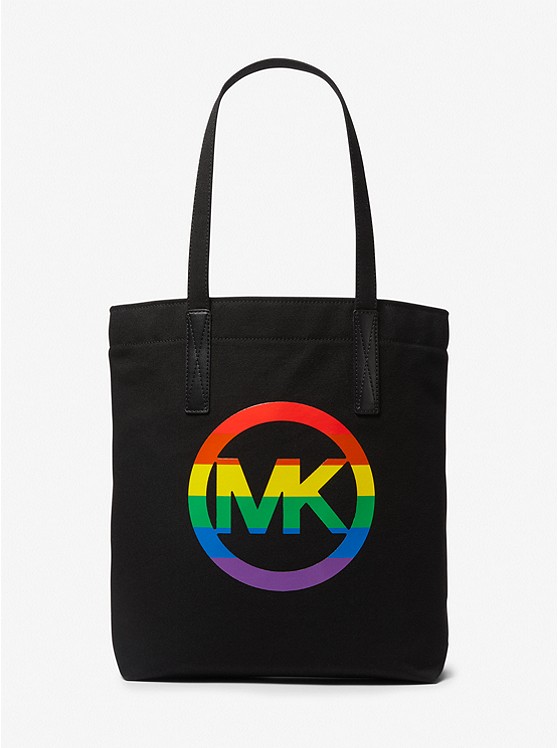 MK 30F3G7WT7C PRIDE Rainbow Logo Cotton Tote Bag BLACK
