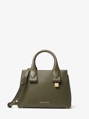 30F8GX3S1L - Rollins Small Pebbled Leather Satchel OLIVE
