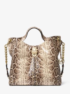 30F9GUYE3E - Uptown Astor Legacy Large Snake-Embossed Leather Tote Bag NATURAL