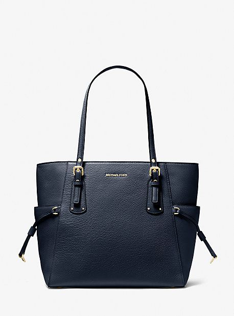 30H1GV6T2L - Voyager Small Pebbled Leather Tote Bag NAVY