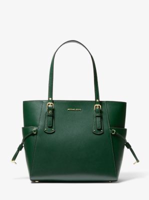 30H1GV6T3L - Voyager Small Crossgrain Leather Tote Bag MOSS