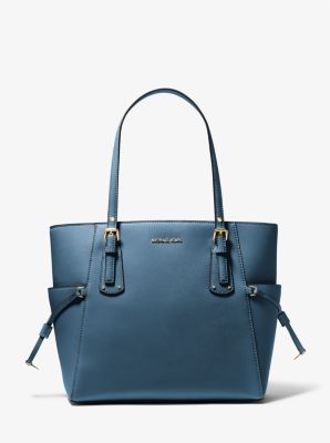 30H1GV6T4T - Voyager Small Saffiano Leather Tote Bag DK CHAMBRAY