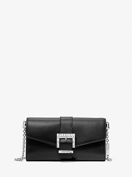 30H1S5PC2L - Penelope Medium Leather Clutch BLACK